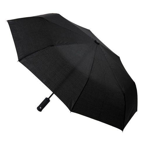 Зонт PRESTON складной с ручкой-фонариком, полуавтомат; черный; D=100 см; 100% полиэстер (черный)